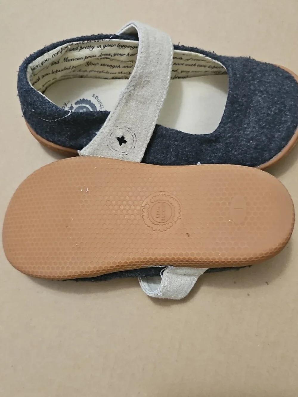 Livie & Luca Navy Mary Jane with Cream Strap and Tan Sole